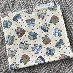 Laurel Burch Cat Print Fabric in Earth Tones, 2 yards